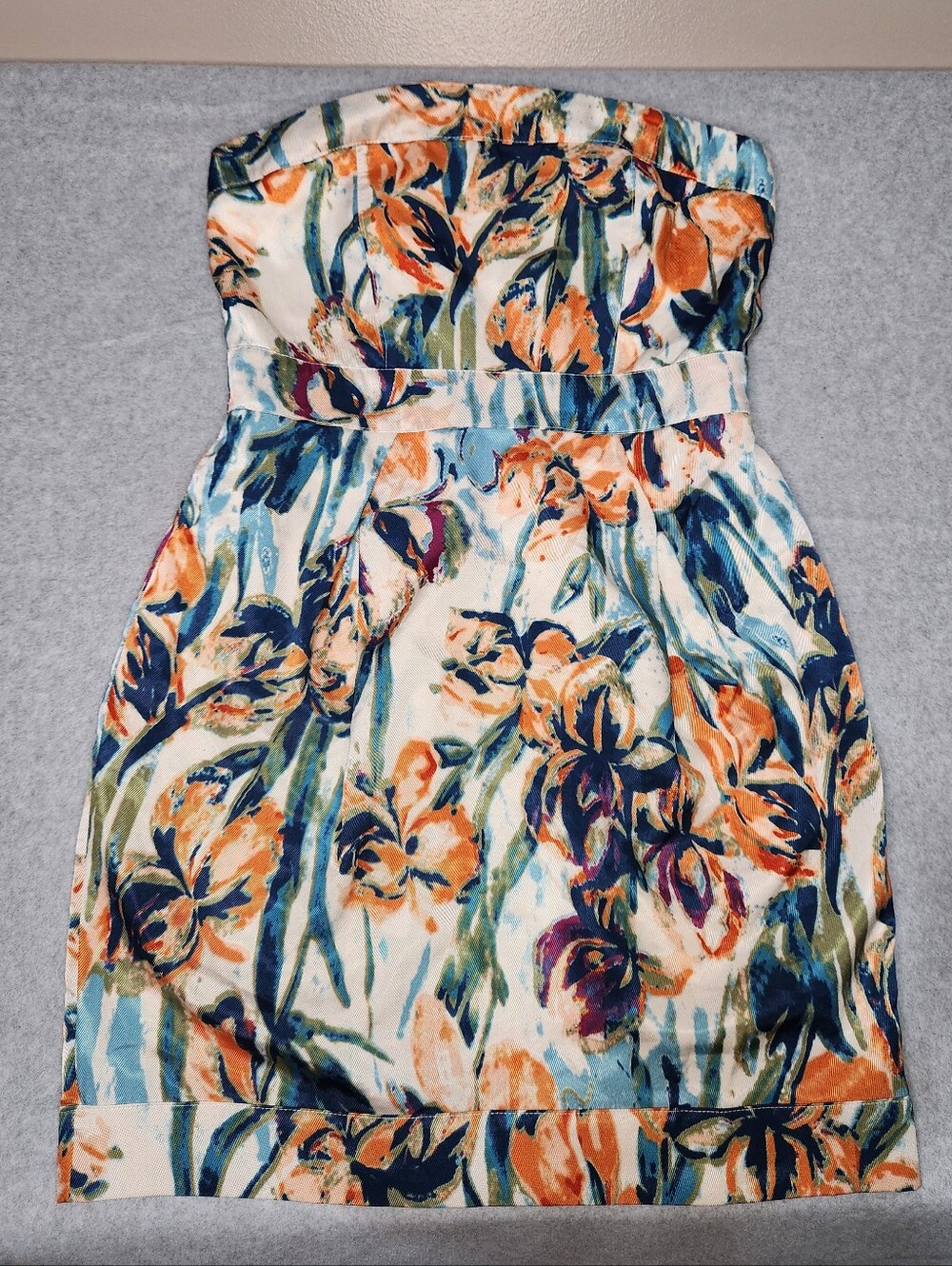 Lush Strapless Floral Print Sheath Dress Size Small Made In The USA!